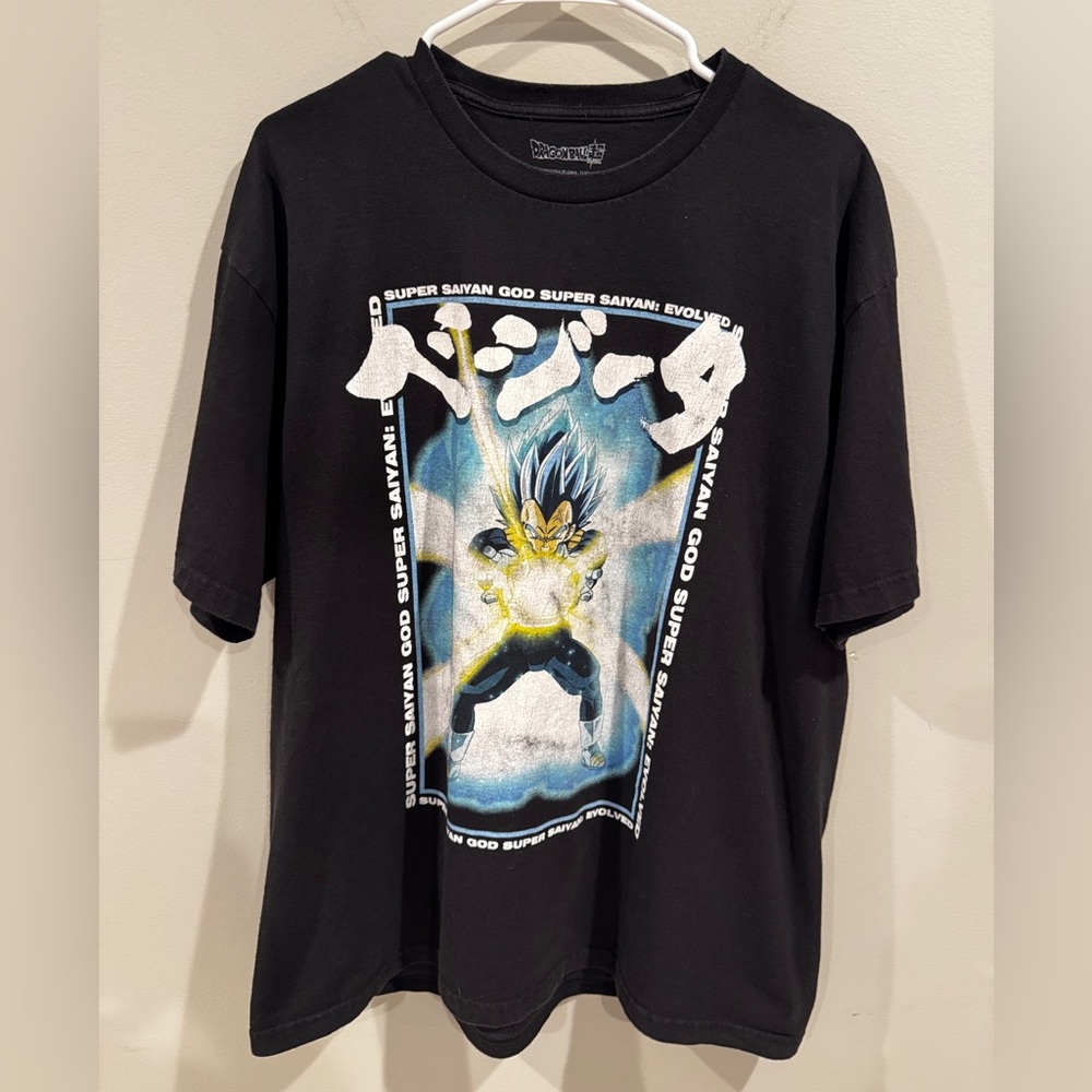 Dragon Ball Super Saiyan God Super‎ Saiyan Vegeta Black T-Shirt XL 100% Cotton